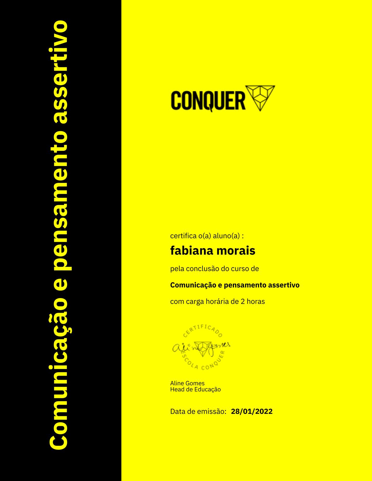 Certificado de Comunicação e pensamento assertivo